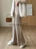 Women's Pants Capris Knitted Split Button Wide Leg Pants Straight Casual High Waist Pants Keep Warm In Autumn Solid Loose Wool Cosy Woman Trousers J231113