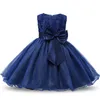 Girl's Dresses Girls Christmas Dress for Kids Lace Flower Princess Dress Children Big Bow Wedding Birthday Party Vestidos Year Costume 230412