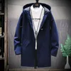 Herren Trenchcoats Frühling und Herbst Klassisch Mode Einfarbig Mittellang Jacke Lässig Lose Hochwertige Windjacke 4XL 230413