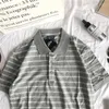 Mäns casual skjortor Summer Men Classic Striped Polo Short Sleeve Sports Tops Turn-Down Collar Pullover Buttons Par Outfit