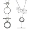 Pendentifs Original 925 en argent Sterling pavé cercle Logo coeur O Double cerceau t-bar je t'aime collier pour perle charme bijoux à bricoler soi-même