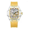 Horloges Tonneau Transparant Plastic Horloge Heren Dames Klok 2023 Mode Sport Casual Uniek Quartz Luxe Vierkant Heren