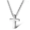 Pendant Necklaces Promotion Sale 316L Stainless Steel Silver Color Cross Men's Necklace With Free One Ball Chain Wholesale Factory Price