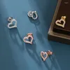 Stud Earrings S925 Sterling Silver Heart-shaped With Zircon Earring Simple Elegant Gift For Girlfriend Valentine's Day