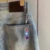 Mäns jeans designer jeans fjäder tryckt broderad stretch smal raka avslappnade byxor enkla och mångsidiga su liu tong style mz6v 3at9