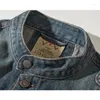 Vestes pour hommes Vintage Do The Old Cowboy Jacket Vêtements Printemps et Automne Lavé Col montant Slim Fit Manteau décontracté