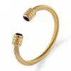 Bangle Luxury Braided Charm Open Cuff Men Women Stackable Bangles Jewelry Classic Vintage Adjustable Bracelets Stainless Steel 231113