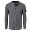 T-shirts pour hommes Chemise Henley à manches longues Gaufre Casual Solide Respirant T-shirts de haute qualité Coupe régulière Manches longues Tops basiques T-shirts