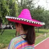 Ball Caps Mexican Style Straw Hats Wide Brim Colorful Men Women Summer Outdoor Sun Hat Large Size Cool Raffia Sombrero for Halloween Party 230413