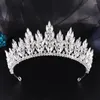 Haarspeldjes Luxe Kristal Bruiloft Tiara Strass Bruidskroon Zilver Kleur Diadeem Sluier Tiara Bruid Accessoires Hoofddeksel