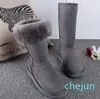 Designer Women's Classic Tall Winter Leather Snow Boots Furry Outdoor Warmth Woman Shoes