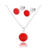 Collana Orecchini Set Moda Drusy Ciondolo Rotondo Per Le Donne Anti Allergia Bling Stud Set Party