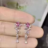 Orecchini pendenti FS Natural 4 5 Zaffiro rosa per le donne S925 Argento puro Fine Fashion Charm Matrimoni Regalo Gioielli MeiBaPJ