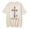 Camisetas masculinas Figura Cruz e impressão de pombo de manga curta Camiseta masculina Crew algodão de pescoço de verão camisetas top lose unissex hip hop casual