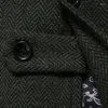 Mäns västar passar väst västerländskt BRANGBONE TUXEDO Tweed Wool Blend Waistcoat Slim Fit Dark Green Blazer With Flap Pocket