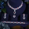 Collier Boucles d'oreilles Set ACCKINGFOOBLE LUXE LUXE ÉLÉGANT FORME CUBE CUBE Zircon Bracelet Bracelet 4pcs Big Wedding