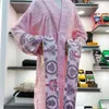 Bath Robe Designer Long Hoodie Lovers Par Longstyle European Printing Bright 100% Cotton Luxurious Par Bathrobe Wholesale