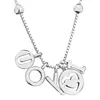 المعلقات الأصلية 925 Sterling Silver Pave Circle Logo Heart O Double Hoop T-Bar I Love You Necklace for Bead Charm Diy Jewelry