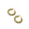 Hoop Earrings Small Design Brass Gold-plated Turquoise Beads Personality Temperament