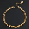 Anklets Hip Hop Stainless Steel Plated Anklet Cuban Link Chain for Women Gift Bling