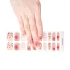 False Nails 20Tips Spring Flowers Gel Nail Strips Patch Sliders Adhesive Waterproof Long Lasting Full Cover Stcikers UV Lamp Need