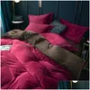 Conjuntos de cama Conjuntos de cama Conjuntos de inverno macio quente dupla face Veet Quilt Bed Er Plush Espessamento Duvet Set 230506 Drop Delivery Home Garden Dhff2
