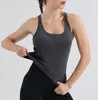 44 Yoga Top Women Short Sleeveless Tank med vadderad BH Slim Fit Running Workout Vest Athletic Sport T-shirt Solid Fitness träning Gymkläder3921105