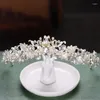 Pinces à cheveux tendance, grand diadème en strass, couronne, bijoux de mariage, accessoires pour femmes, couleur or, perle, couvre-chef