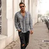 Men's Casual Shirts Summer Streetwear Loose Snakeskin Print Tops Long Sleeve T Shirt Men Clothings