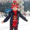 Hats Scarves Sets Children Hat Scarf Set LED Christmas C Snowflake Santa Elk Xmas Tree Print Winter C New Year Festive Tassel Scarf Beanie SetL231113