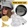 Basker lyx silver guld paljett nit shinny rhinestone hatt kvinnor bröllop brud kapten punk nattklubb prestanda militär