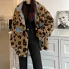 Women's Jackets Women's Denim Jacket Stitching Leopard Imitation Lamb Hair Autumn Winter Keep Warm Casual Loose Double-sided Long-sleeve Female J231113