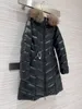 Monclears Jacket France Designer Women Jacket Winter Warm Windproof Long Down Jacket光沢のあるマット素材アジアのモデルレディース衣類ファーカラーコートモント45