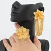 Orecchini di collana set gioielli a colori africani in oro per donne Design Flower Nappel e Anello di dito Matrimoni Impegno per feste