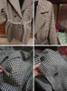 Mélanges de laine pour femmes Trench-Coat pour femmes Tweed manteau de laine mode coréenne automne femmes vêtements d'hiver Plaid longue veste élégance bureau dame 231113