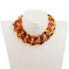 Kettingen overdreven luipaardprint zwarte acryl choker ketting voor vrouwen vintage armband sieraden geschenk groothandel