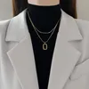 Pendant Necklaces No Easy Fade Color Stainless Steel Necklace Multilayers HipHop Choker Niche Design Neck Jewelry Party Women Girls Gift