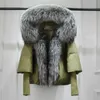 Winter Puffer Jacket Women Real Fur Hooded Super Large Real Silver Fox Fur Coat Thick Warm Fashion Female Feather Parkas