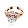 Ladies White Topaz Gemstone Dainty Rings Drop Shipping 14K Rose Gold Micro Inlaid Diamond Engagement Ring For Women