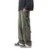 Men's Pants Hip-hop Style Overalls Stylish Mid-rise Cargo With Side Buckle Design Straight Wide Leg For Long-lasting Boys