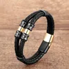 Bracelets de charme Punk en acier inoxydable pour hommes, classique, chaîne en cuir véritable, accessoires de bijoux, nouveautés 2023, tendance à vendre