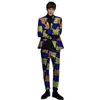 Men's Suits Plus Size Men's Casual Colorful Print Blazers Patch Trousers Male Africa Clothing Customized