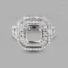 Bagues de cluster Vintage Coussin Cut 8mm Diamant Semi-Montage Bague de Fiançailles14kt / 585 Or Blanc Pour Le G090433