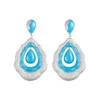 Dingle örhängen designer lyxdesign blå kristall hänge inställning av hög kvalitet kubik zirkoniummode halsband damer