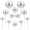 Festliga leveranser 12st Balloon Cake Topper Round Silver Balls Shaped Cupcake Toppers Decoration for Birthday Wedding Graduation