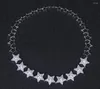 Choker Luxury Designer Sparkling Star Geometry Cubic Zircon Engagement Dubai Bridal Necklace For Women Wedding Jewelry N0569