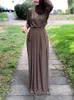 Vêtements ethniques Plaine Musulman Abaya Robe Dubaï Turquie Cuir Femme Jalabiyat Ramadan 2023 Robes arabes pour femme Robe Jelaba Jilbabe