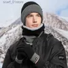 Cappelli Sciarpe Set Inverno Caldo Lavorato A Maglia Gs Cappello Sciarpa Alpaca Protezione Termica per le Orecchie a doppia faccia Uomo Set Tre Pezzi Sciarpa Invernale Per Le DonneL231113