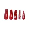 Valse nagels Kerst Fake Glitter Mode Rode Nail Art voor meisje Sneeuwvlok Sprankelende kunstmatige acrylkits
