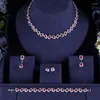 Halsbandörhängen set Ackning Bridal 4st Zirconia for Women Party Luxury Dubai Nigeria CZ Crystal Wedding Armband Ring